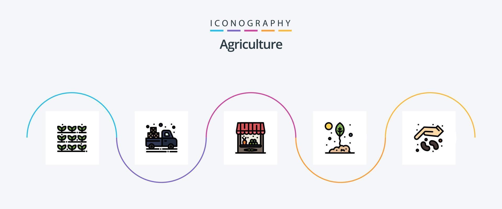 Agriculture Line Filled Flat 5 Icon Pack Including agriculture. leaf. agriculture. environment. agriculture vector