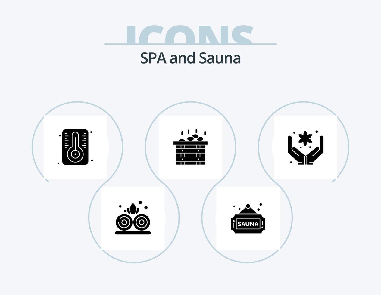 Sauna Glyph Icon Pack 5 Icon Design. . flower. temperature. care. box vector