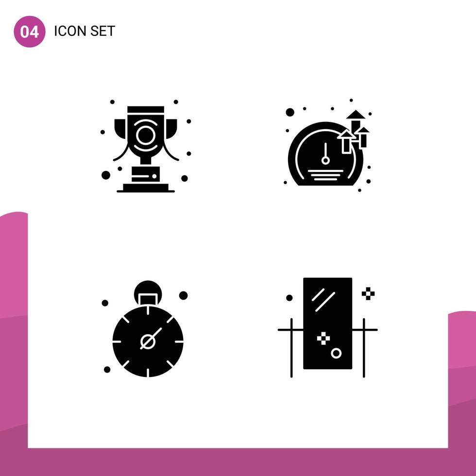 Pictogram Set of 4 Simple Solid Glyphs of sport management winner speed beauty Editable Vector Design Elements