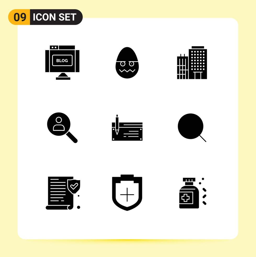 Set of 9 Modern UI Icons Symbols Signs for check people hotel networking browse Editable Vector Design Elements