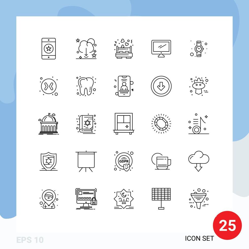 Set of 25 Modern UI Icons Symbols Signs for imac monitor save computer love Editable Vector Design Elements