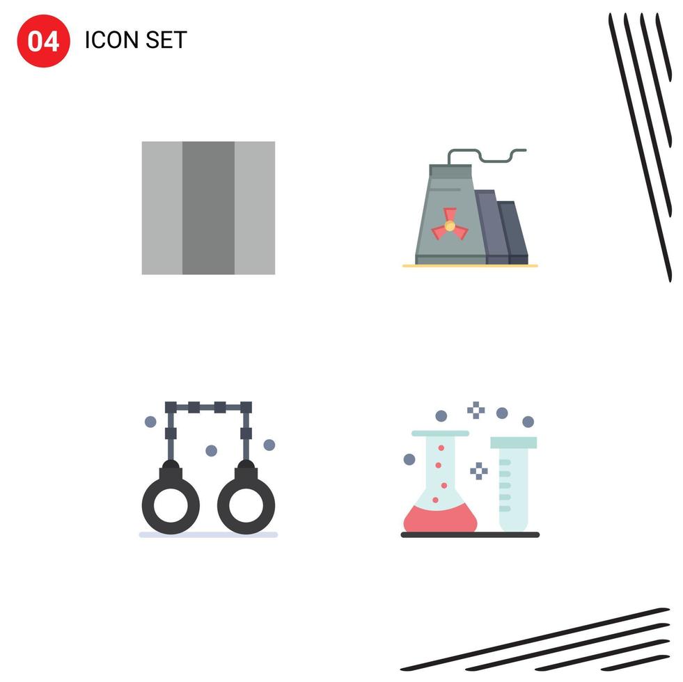 Flat Icon Pack of 4 Universal Symbols of grid police construction handcuffs chemical Editable Vector Design Elements