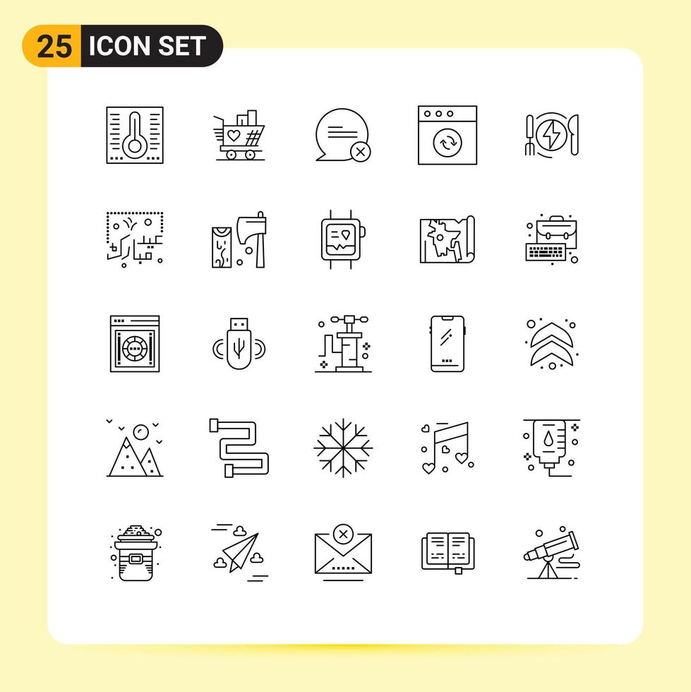 Modern Set of 25 Lines and symbols such as hotel energy communication consumption mac Editable Vector Design Elements