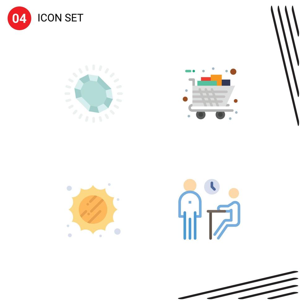 Group of 4 Modern Flat Icons Set for fashion shopping loop black friday sunny Editable Vector Design Elements