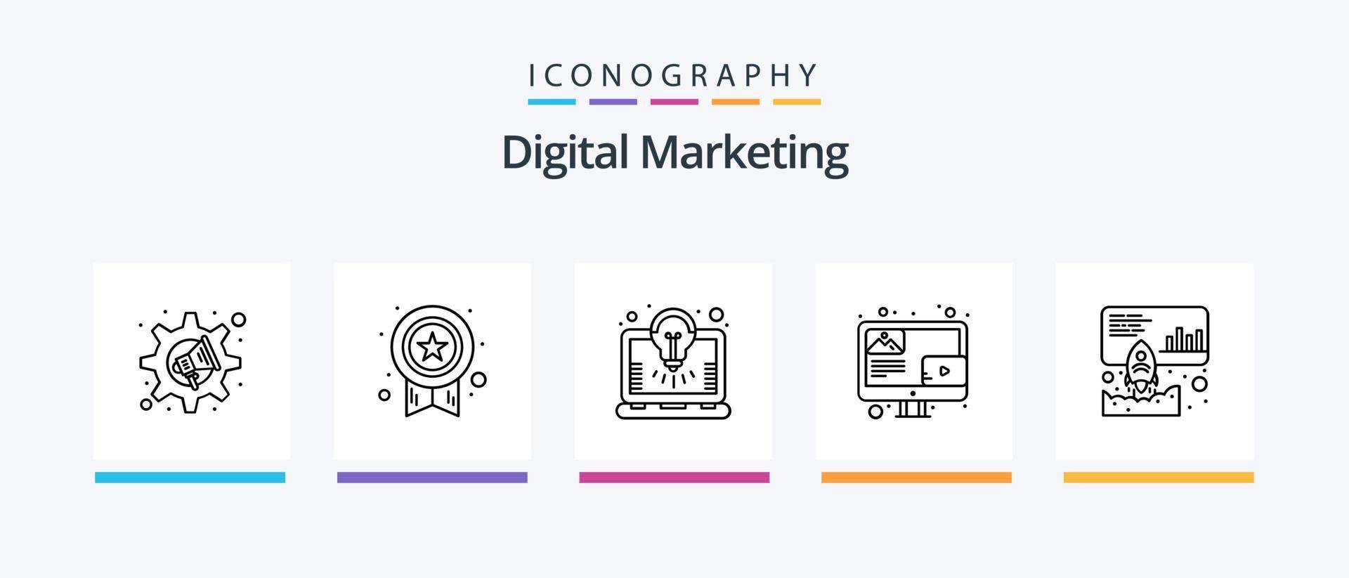 Digital Marketing Line 5 Icon Pack Including rating. chart. award. browser. window. Creative Icons Design vector