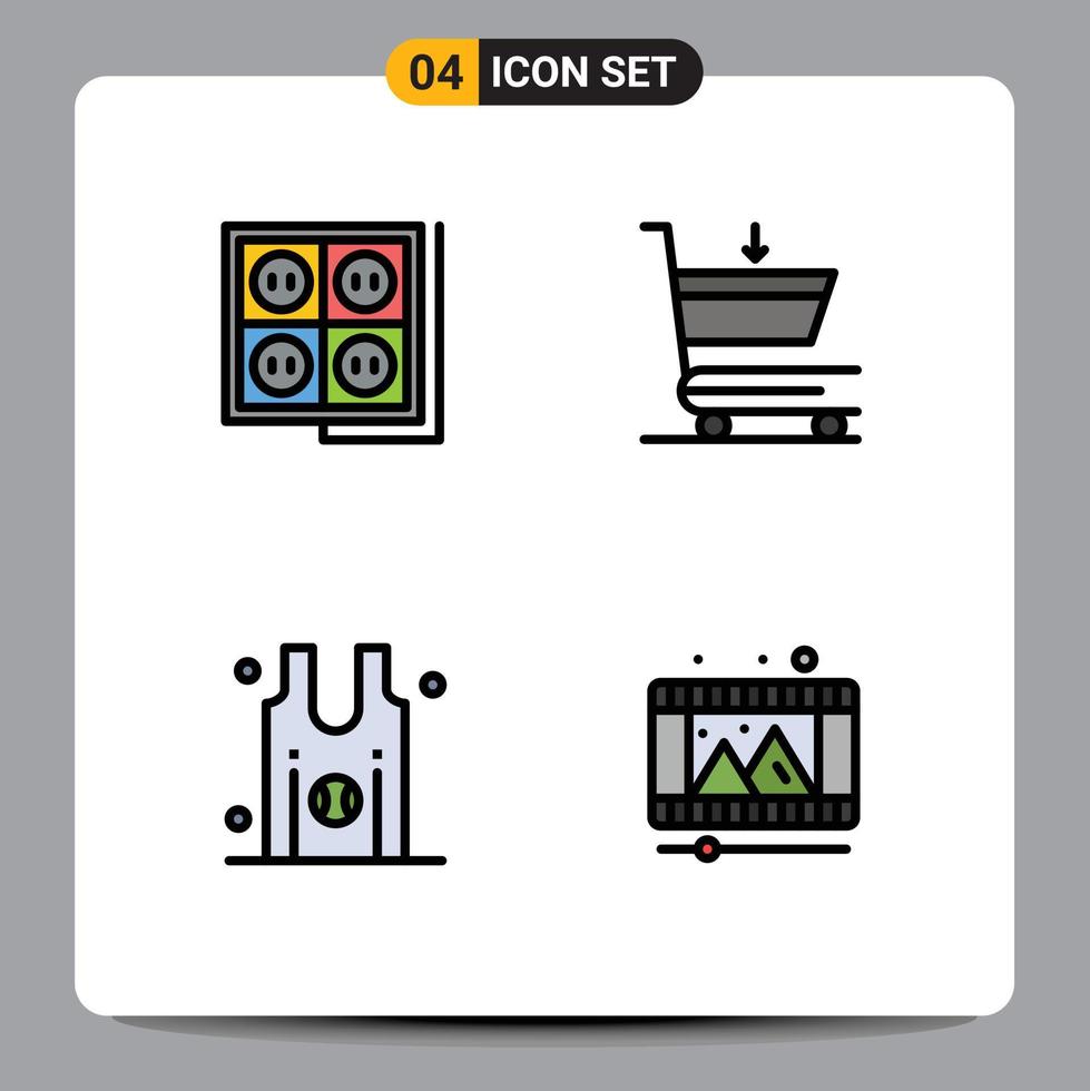 Set of 4 Vector Filledline Flat Colors on Grid for building jersey socket commerce team Editable Vector Design Elements