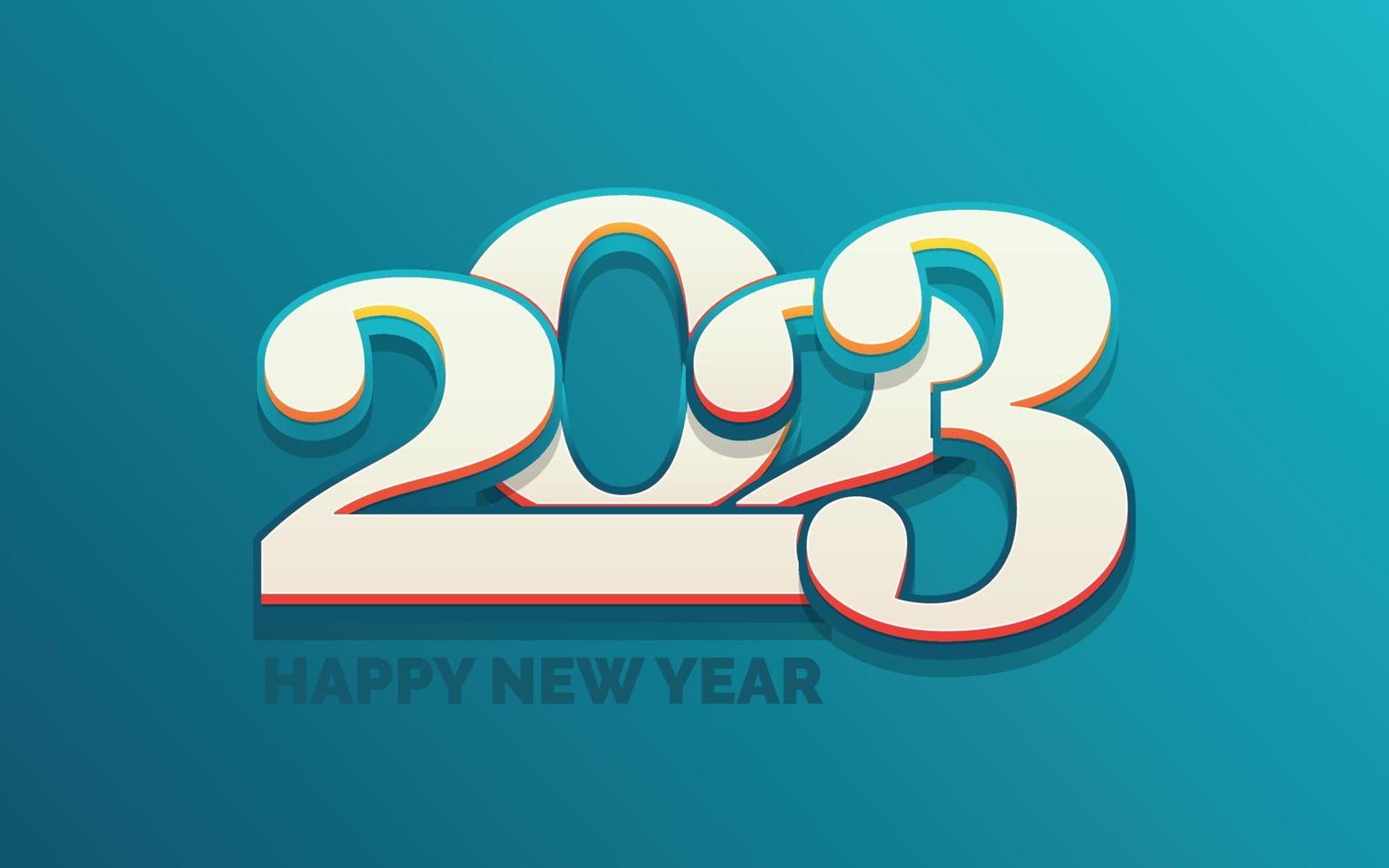 Happy new year 2023 White background Text logo design vector