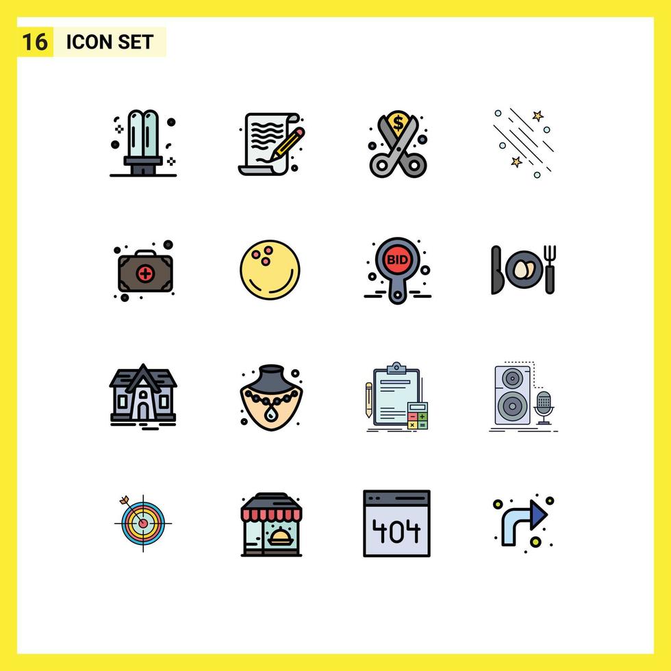 conjunto de 16 iconos de interfaz de usuario modernos signos de símbolos para elementos de diseño de vectores creativos editables de reducción de estrella de archivo de estrella fugaz espacial