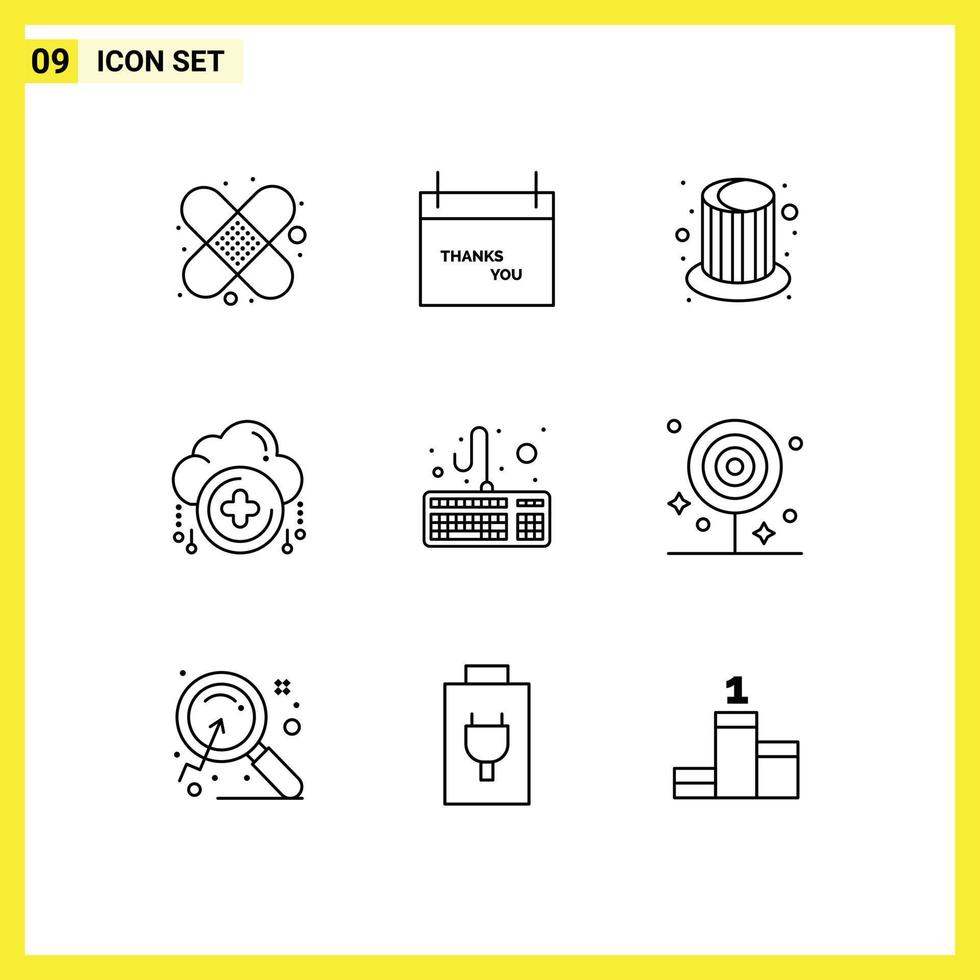 9 Creative Icons Modern Signs and Symbols of keyboard computer hat plus add Editable Vector Design Elements