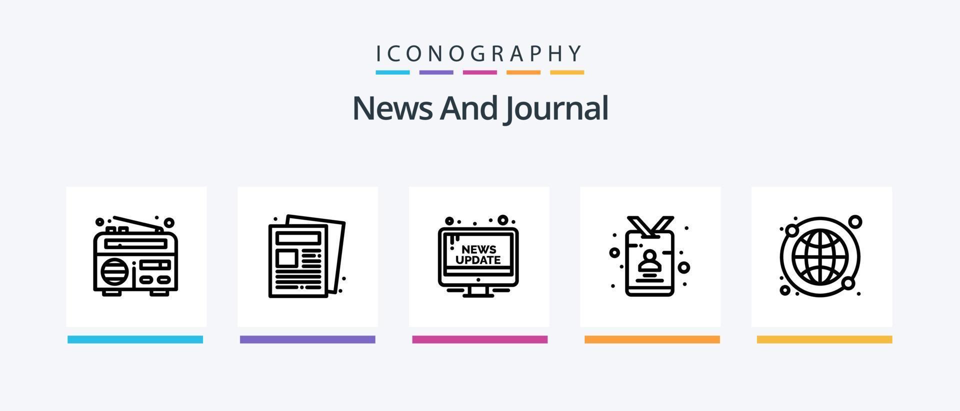 paquete de iconos de línea de noticias 5 que incluye cinta vhs. grabación de cinta globo. teléfono inteligente teléfono. diseño de iconos creativos vector