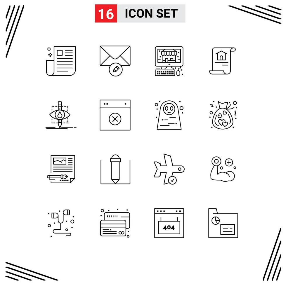 16 Outline concept for Websites Mobile and Apps pollution ecology ecommerce building document Editable Vector Design Elements