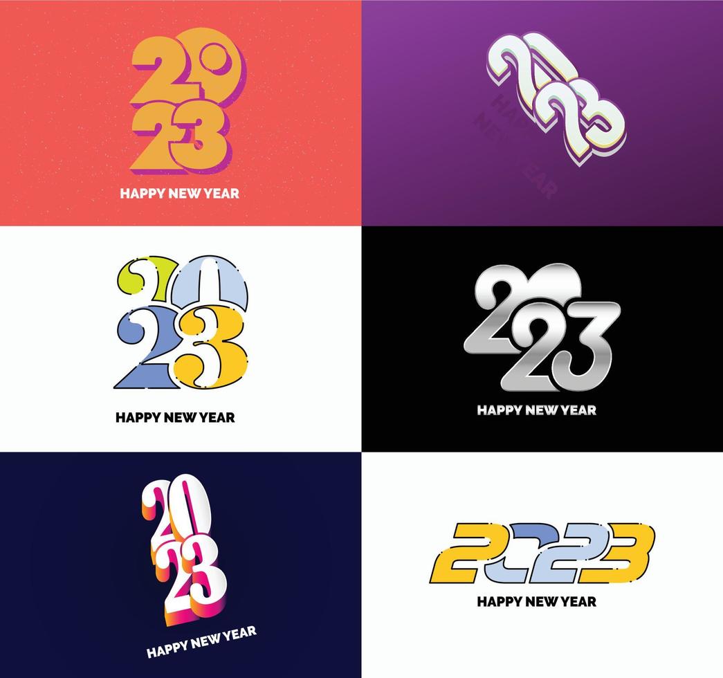 Big Collection of 2023 Happy New Year symbols Cover of business diary for 2023 with wishes vector