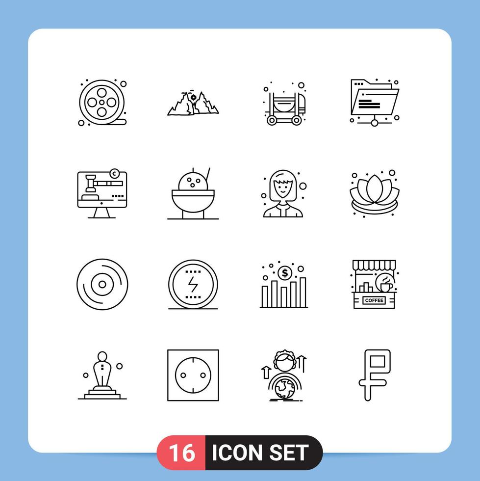 16 Creative Icons Modern Signs and Symbols of digital copy right concrete shared internet Editable Vector Design Elements