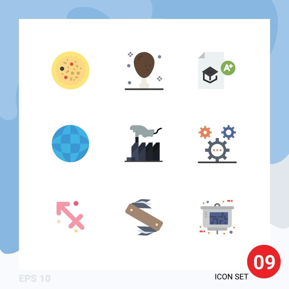 conjunto de 9 iconos de ui modernos símbolos signos para autocracia geografía educación de acción de gracias escuela elementos de diseño vectorial editables vector