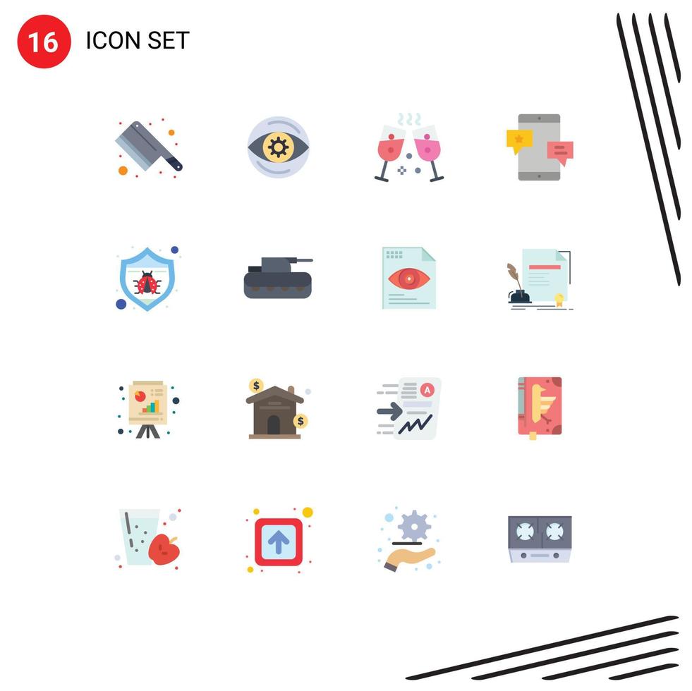 16 Creative Icons Modern Signs and Symbols of bug seo party protection network Editable Pack of Creative Vector Design Elements