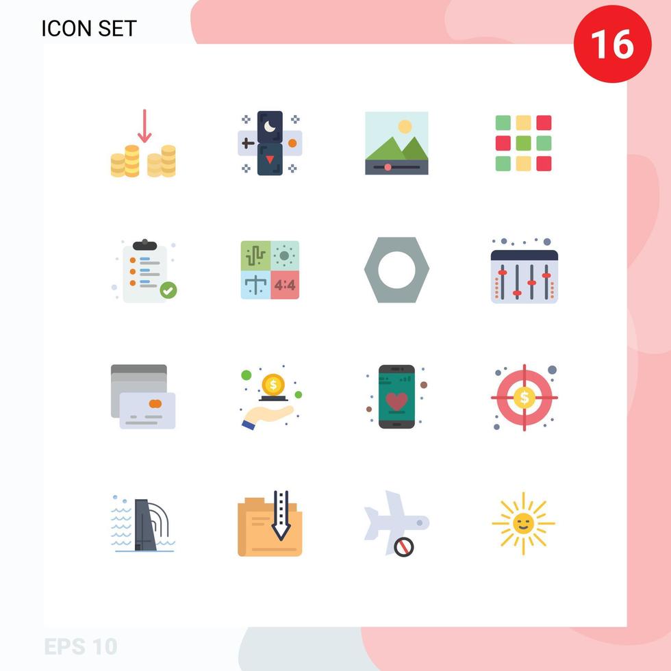 Universal Icon Symbols Group of 16 Modern Flat Colors of report medical media hospital shape Editable Pack of Creative Vector Design Elements