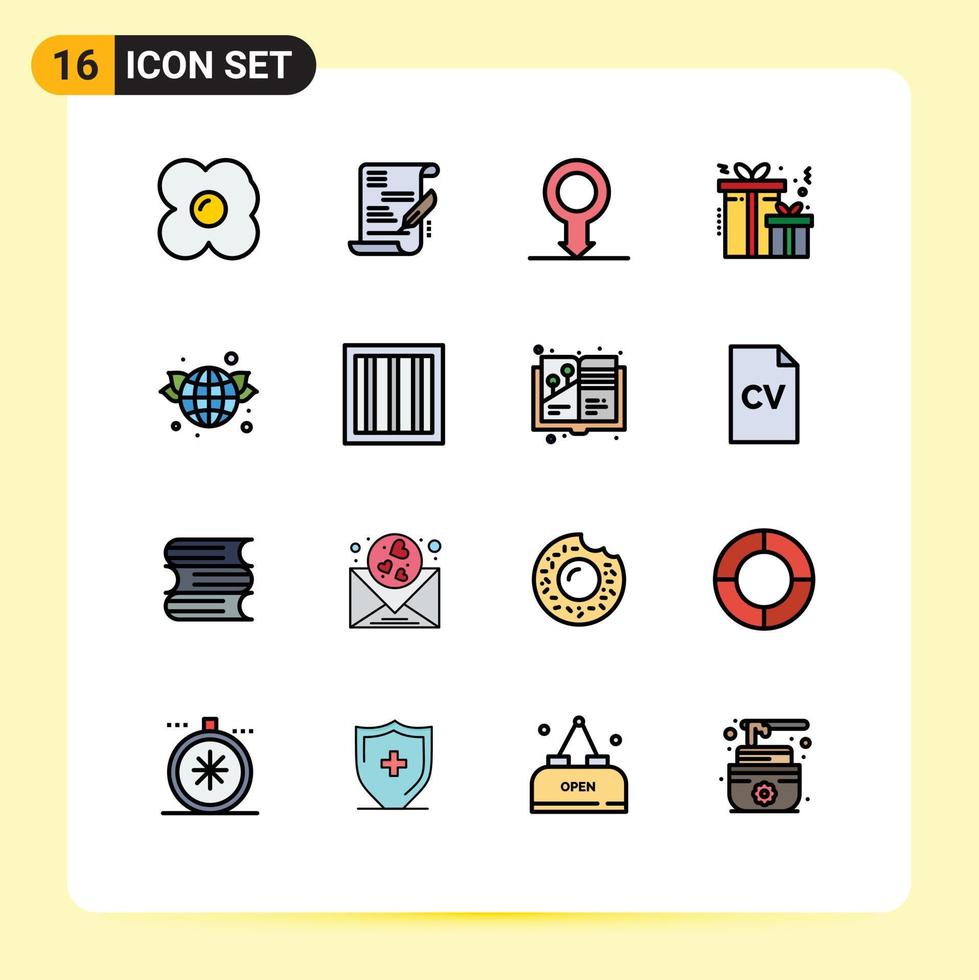 Universal Icon Symbols Group of 16 Modern Flat Color Filled Lines of jail green sex world earth Editable Creative Vector Design Elements