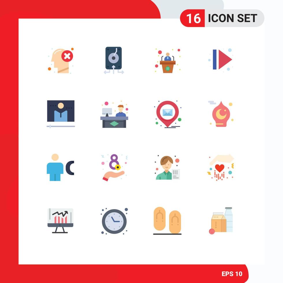 16 Universal Flat Color Signs Symbols of right eject server arrow presentation Editable Pack of Creative Vector Design Elements