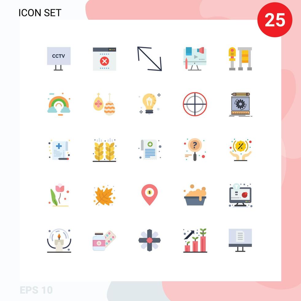 Pack of 25 Modern Flat Colors Signs and Symbols for Web Print Media such as bus law arrow digital content Editable Vector Design Elements