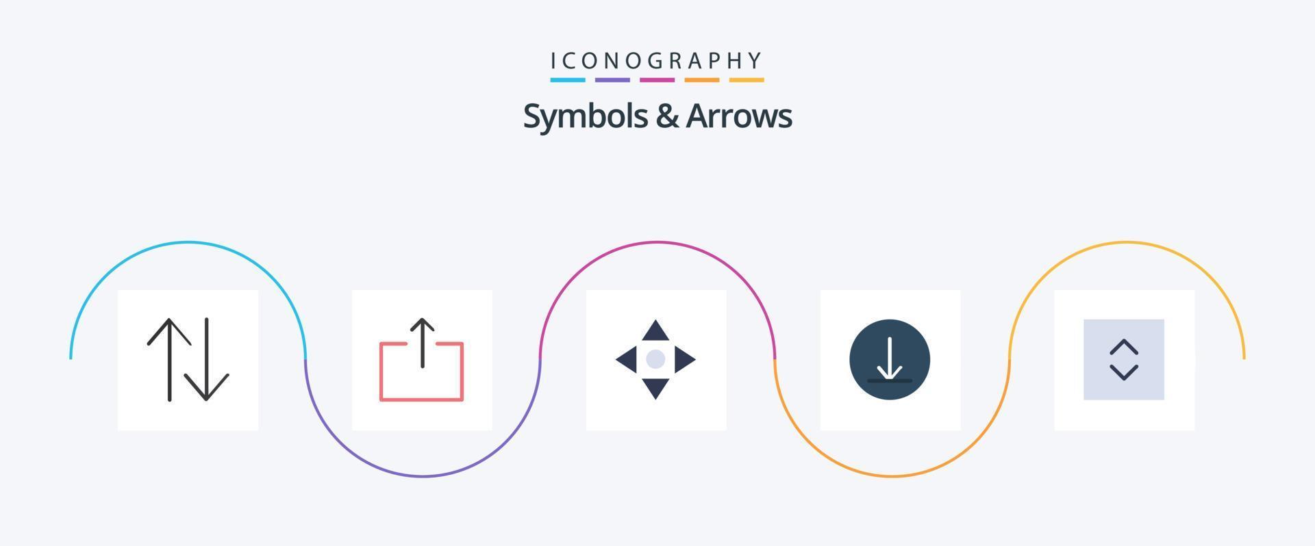 Symbols and Arrows Flat 5 Icon Pack Including . navigate. enlarge vector