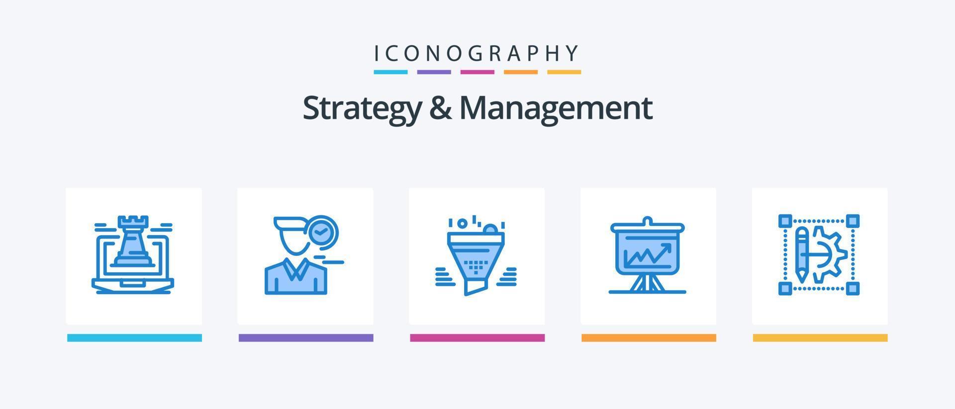 paquete de iconos azul 5 de estrategia y gestión que incluye análisis. grafico. usuario. resultado. clasificar. diseño de iconos creativos vector