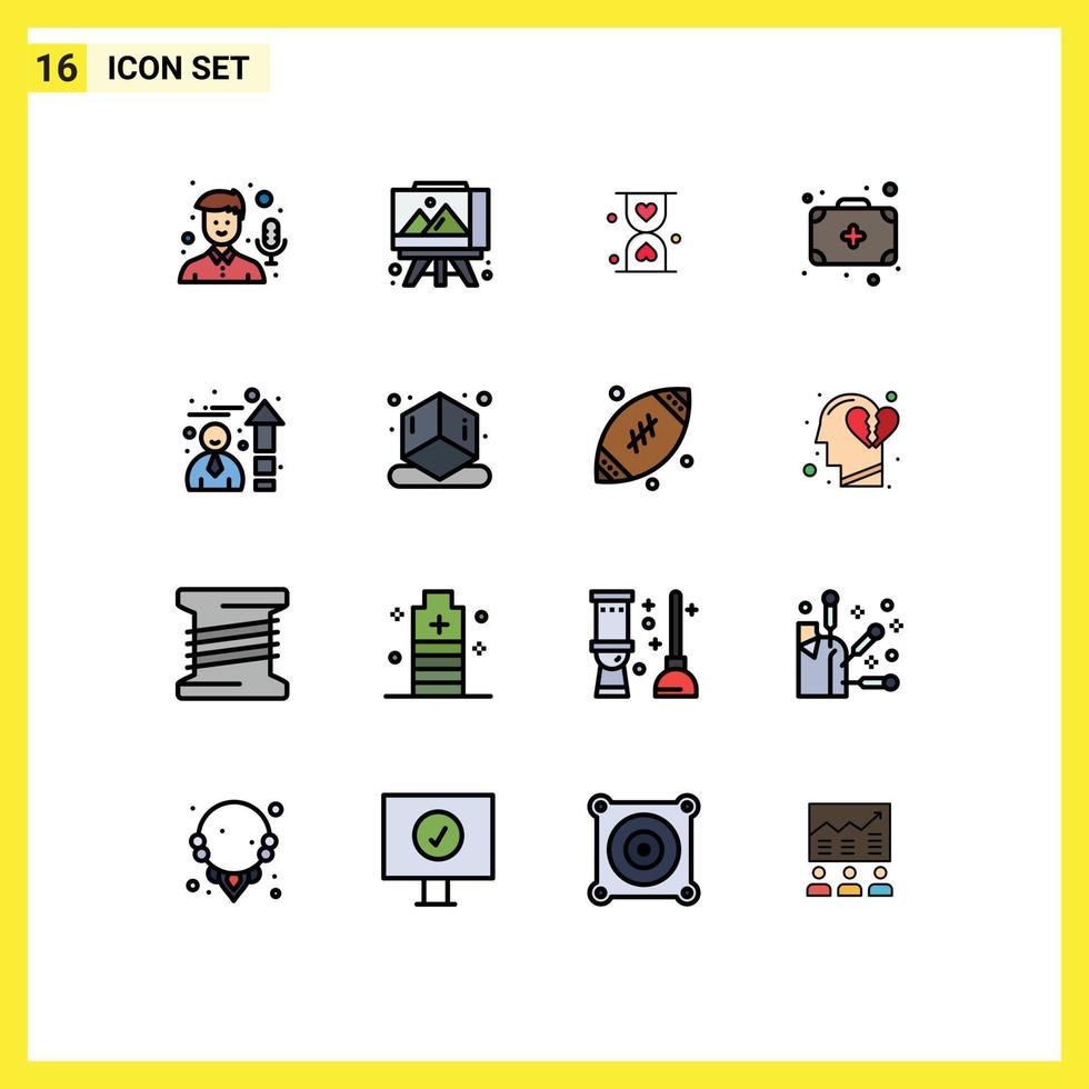 Set of 16 Modern UI Icons Symbols Signs for speedometer efficiency hourglass medicine bag Editable Creative Vector Design Elements