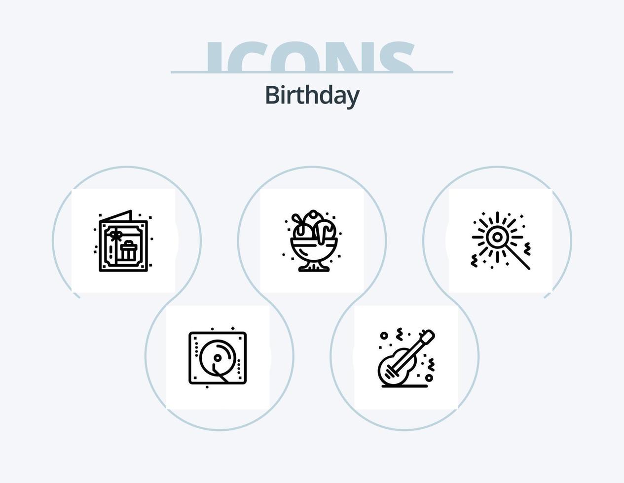 paquete de iconos de línea de cumpleaños 5 diseño de iconos. cumpleaños. fiesta. dulce. mirar fijamente. dulce vector