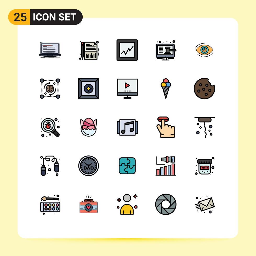 conjunto de 25 iconos de interfaz de usuario modernos signos de símbolos para encontrar hoja de tienda subasta en línea elementos de diseño vectorial editables vector