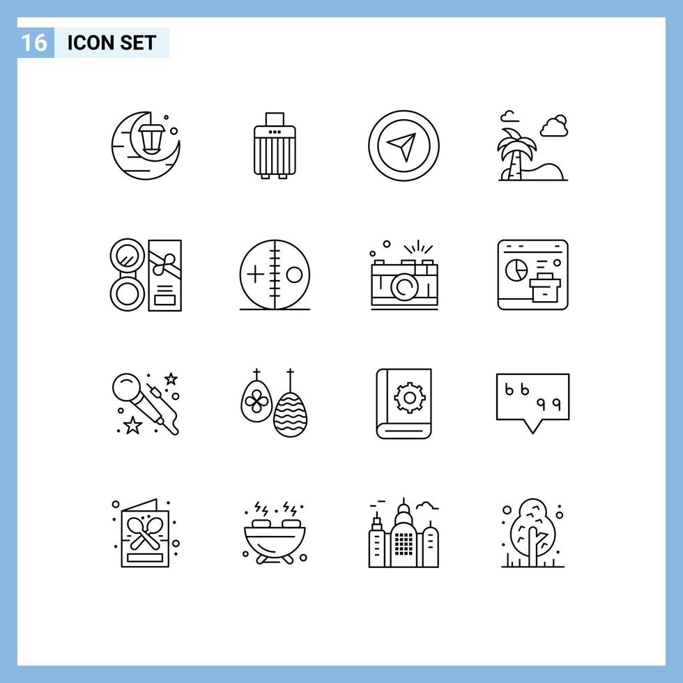 Modern Set of 16 Outlines and symbols such as cosmetics make up cursor spring palm Editable Vector Design Elements