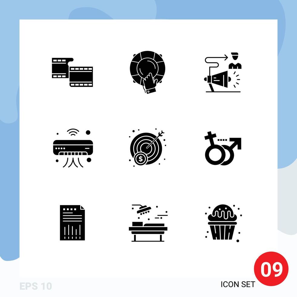 Pictogram Set of 9 Simple Solid Glyphs of wifi internet of things campaign internet megaphone Editable Vector Design Elements