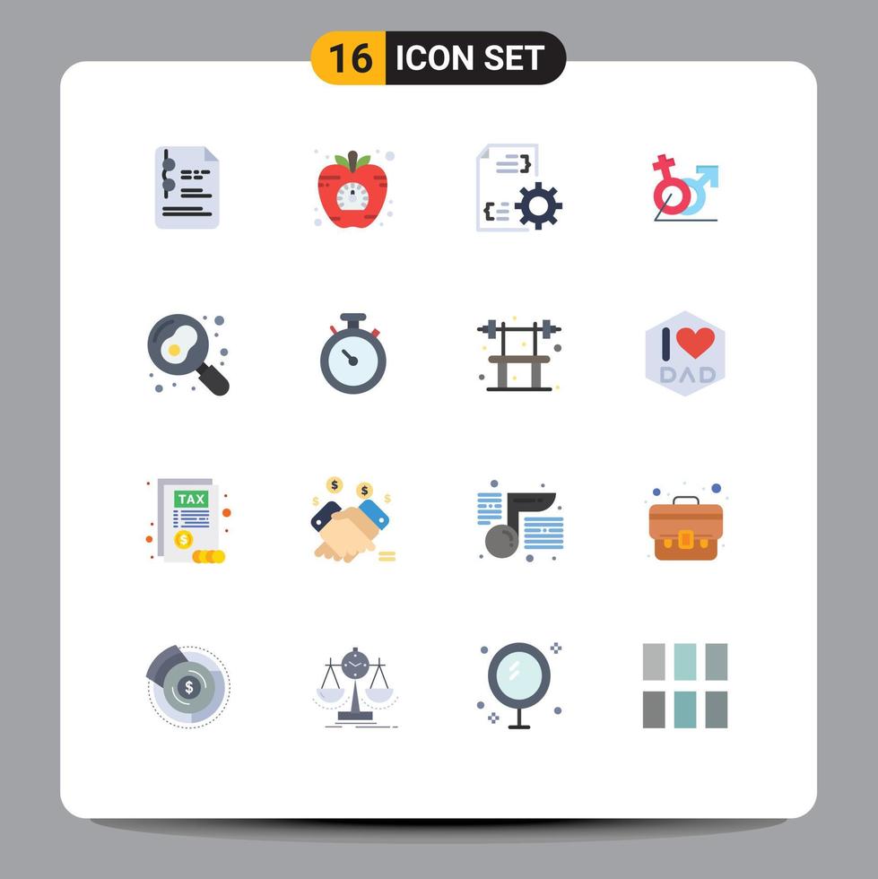 Group of 16 Flat Colors Signs and Symbols for identity sign time women management Editable Pack of Creative Vector Design Elements