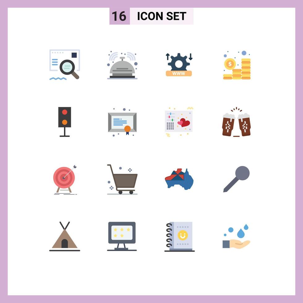 Set of 16 Commercial Flat Colors pack for devices money service investment setting Editable Pack of Creative Vector Design Elements