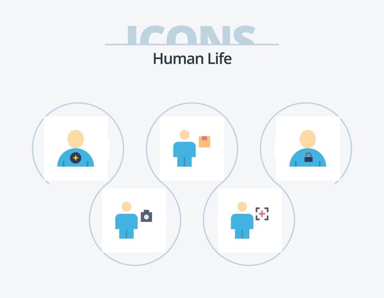 Human Flat Icon Pack 5 Icon Design. human. avatar. image. human. booked vector