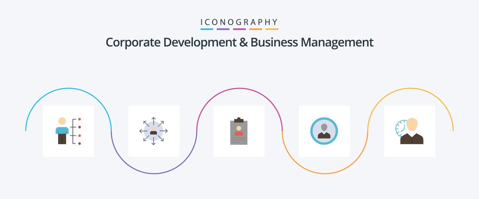 Corporate Development And Business Management Flat 5 Icon Pack Including cv. clipboard. career. application. ways vector