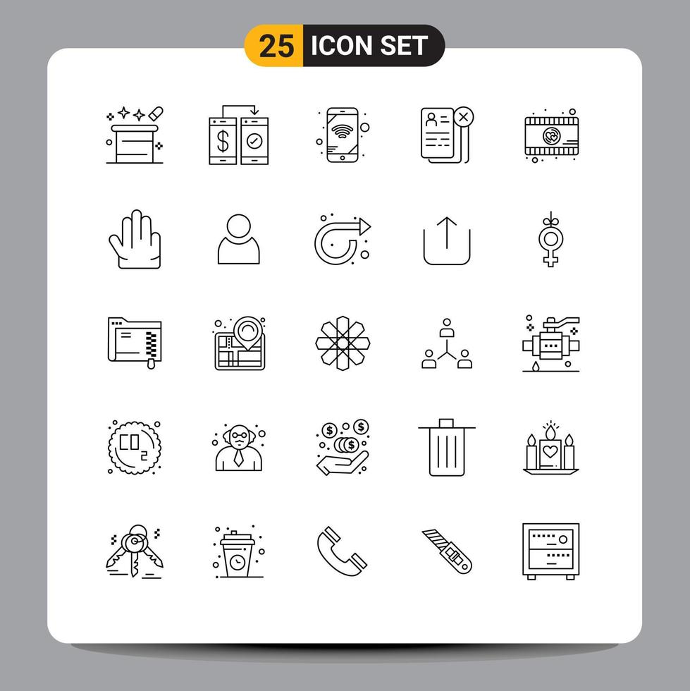 Pictogram Set of 25 Simple Lines of resume cv payment career wifi Editable Vector Design Elements