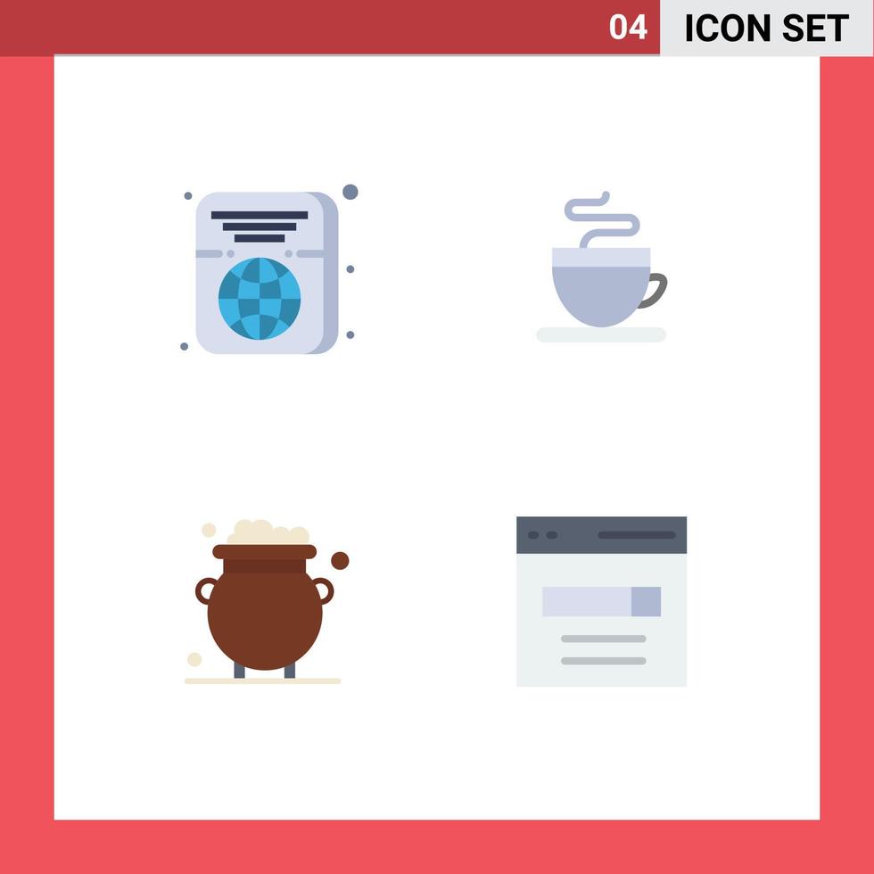 Universal Icon Symbols Group of 4 Modern Flat Icons of passport luck id cup money Editable Vector Design Elements