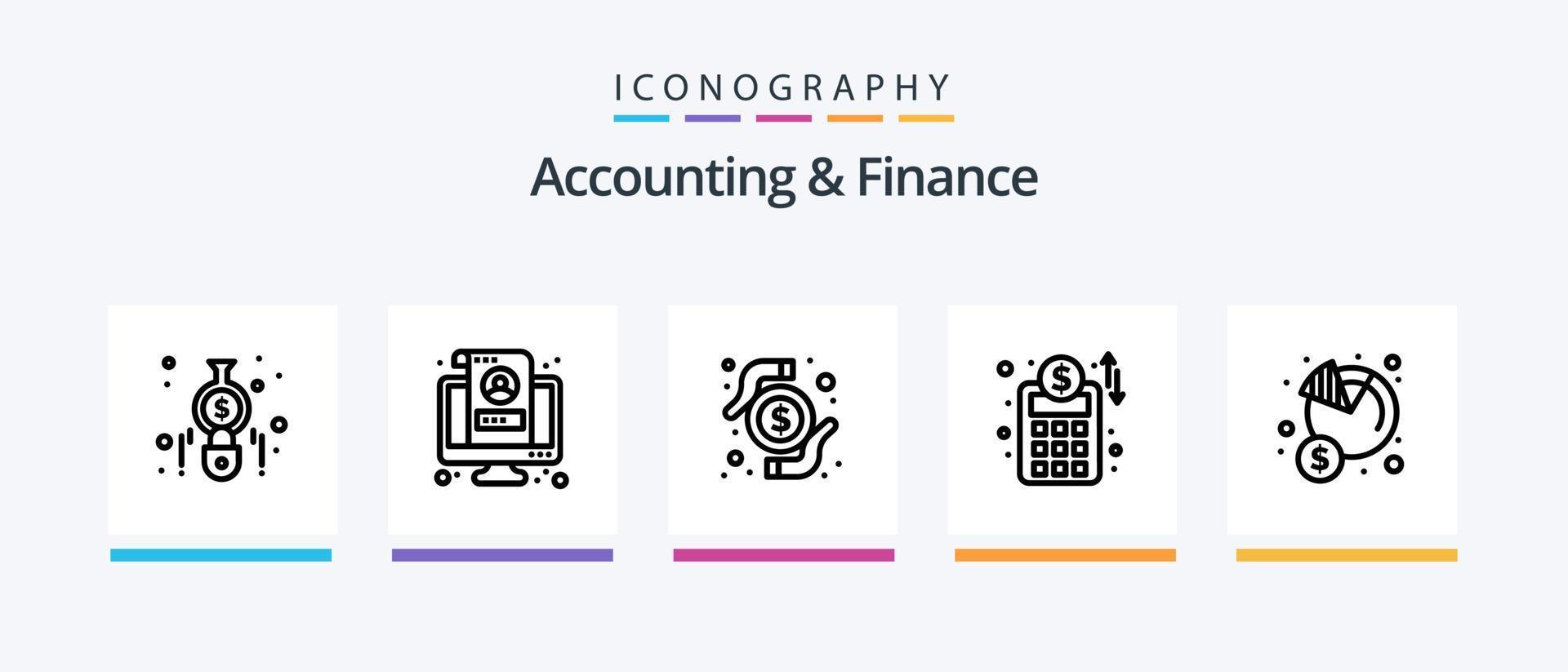 Accounting And Finance Line 5 Icon Pack Including lcd. coins. auditing. profit. business. Creative Icons Design vector