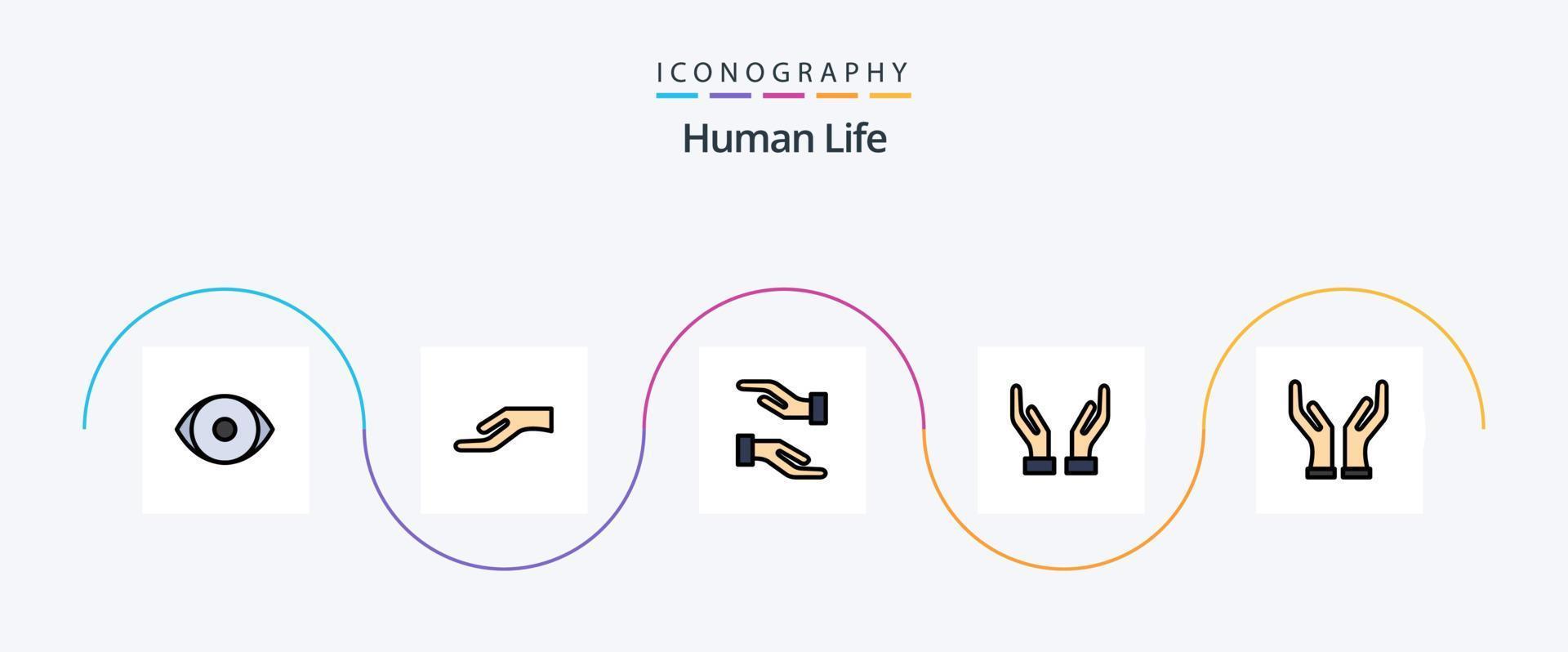 Human Line Filled Flat 5 Icon Pack Including . caring. vector