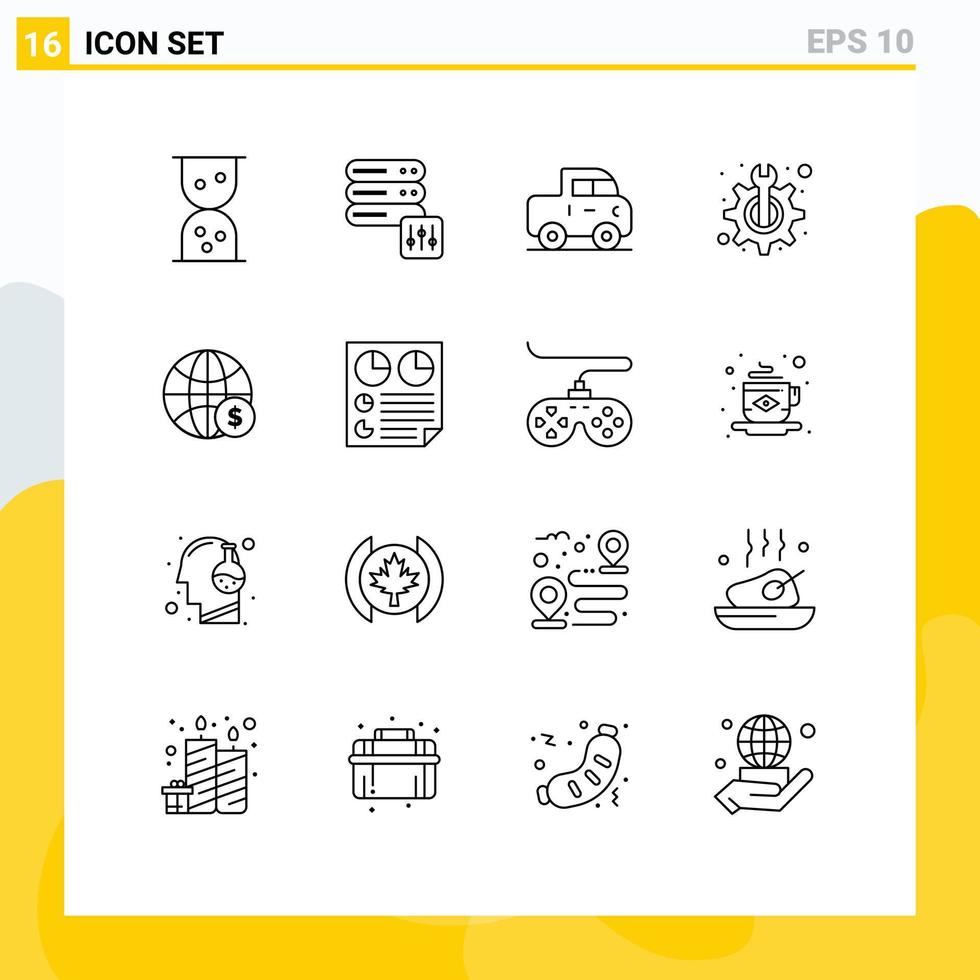 16 Creative Icons Modern Signs and Symbols of document business support money globe Editable Vector Design Elements