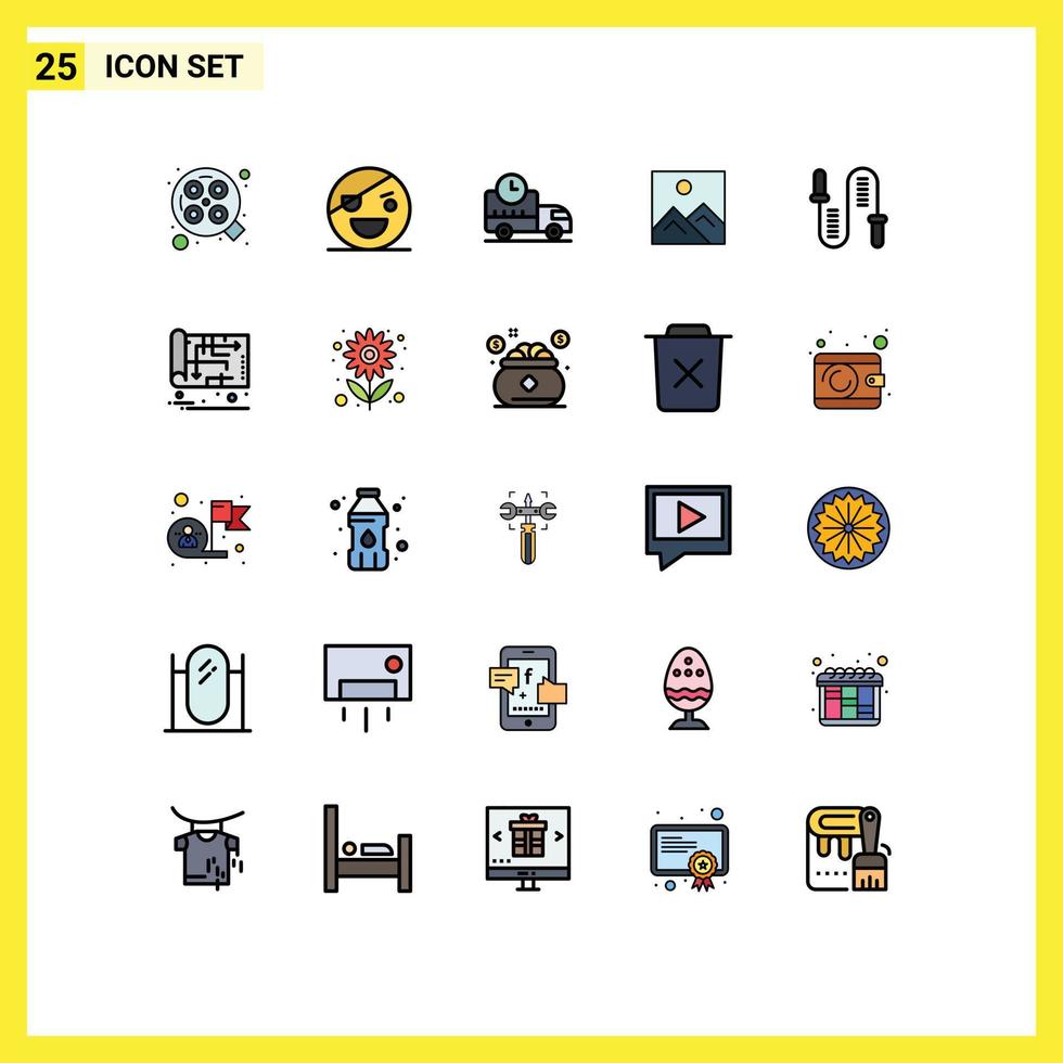 Set of 25 Modern UI Icons Symbols Signs for jumping image scary picture truck Editable Vector Design Elements