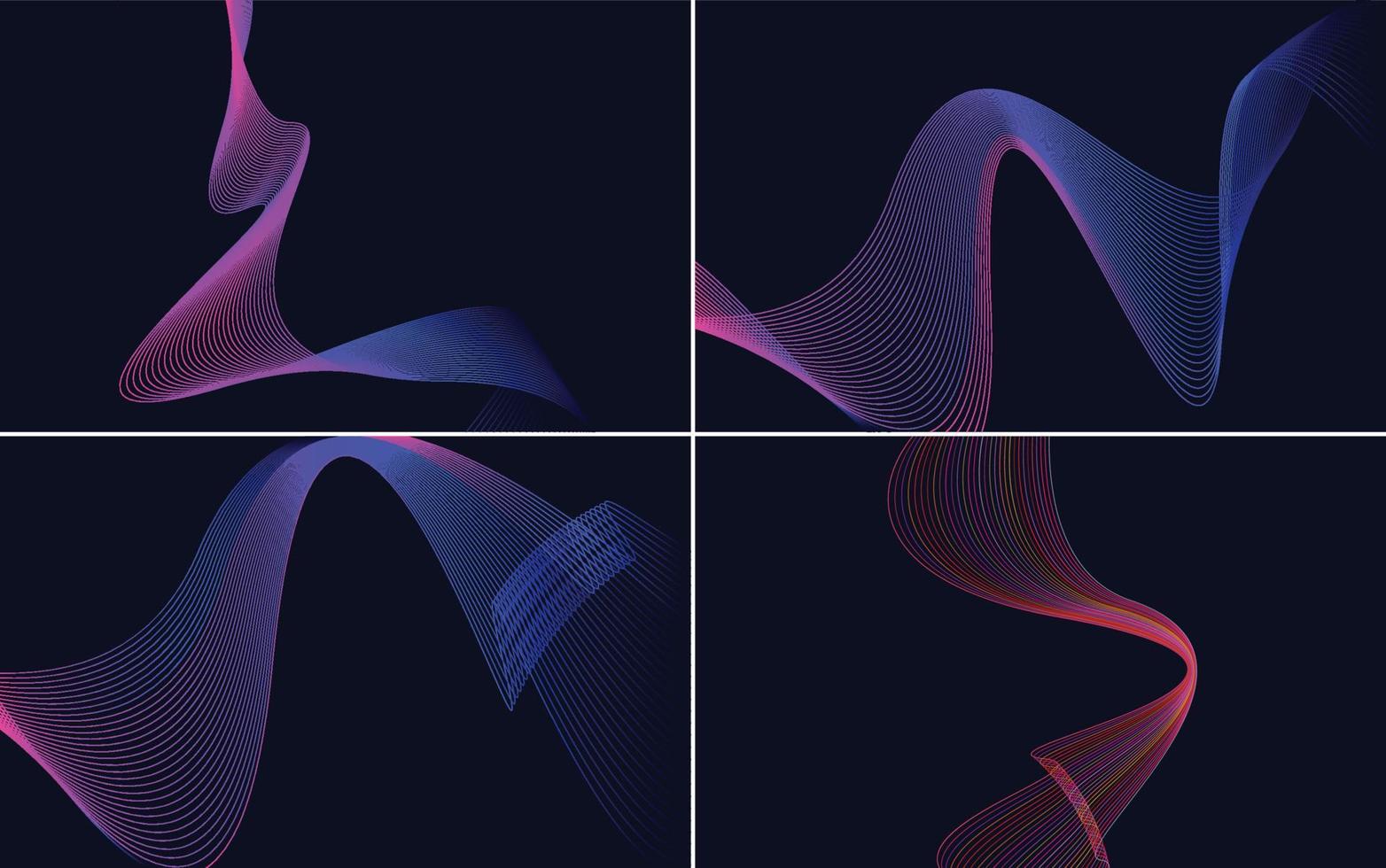 Set of 4 abstract waving line backgrounds for your designs vector