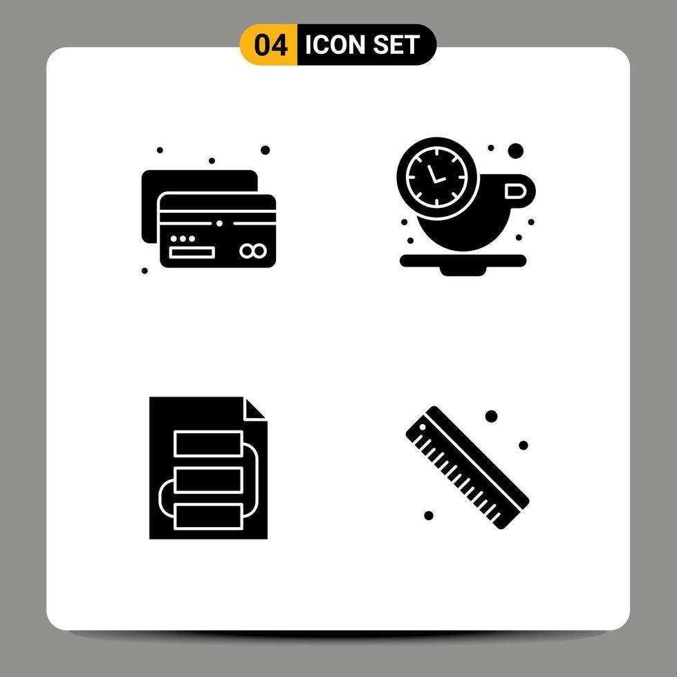 Set of Vector Solid Glyphs on Grid for card planning break time tactic Editable Vector Design Elements
