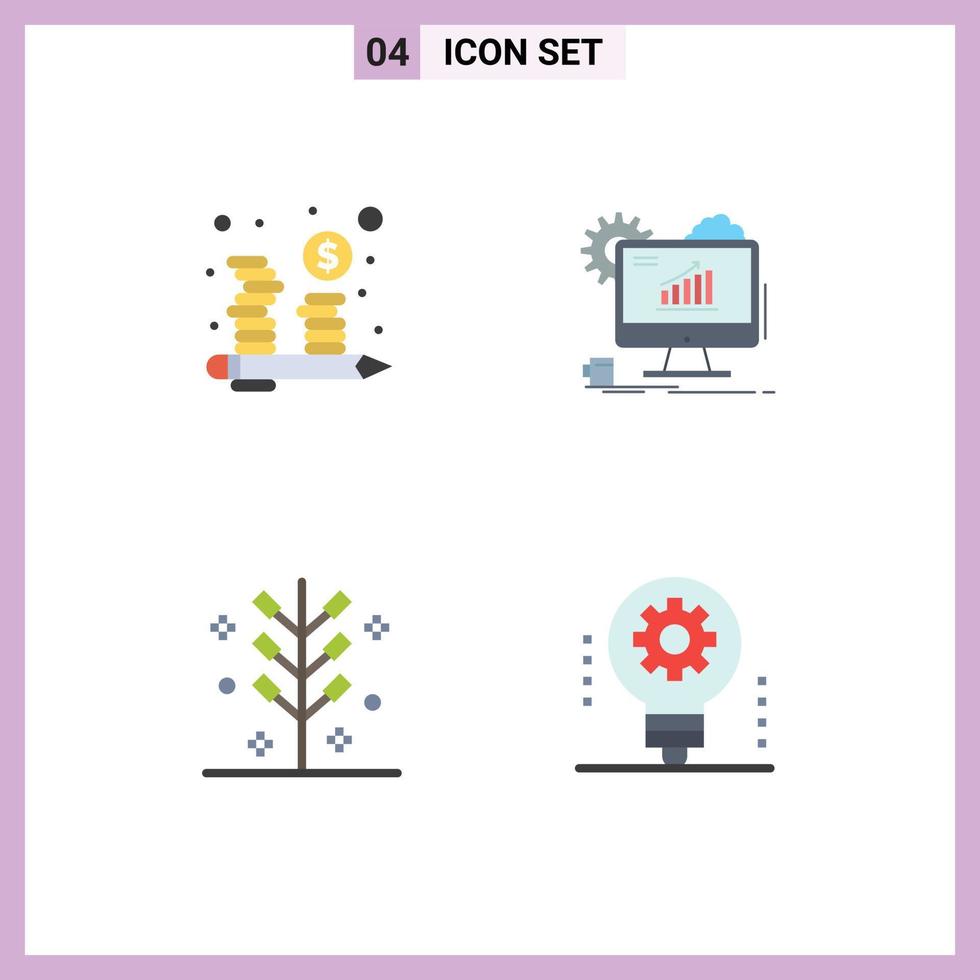 Pack of 4 creative Flat Icons of budget celebration management seo festive Editable Vector Design Elements