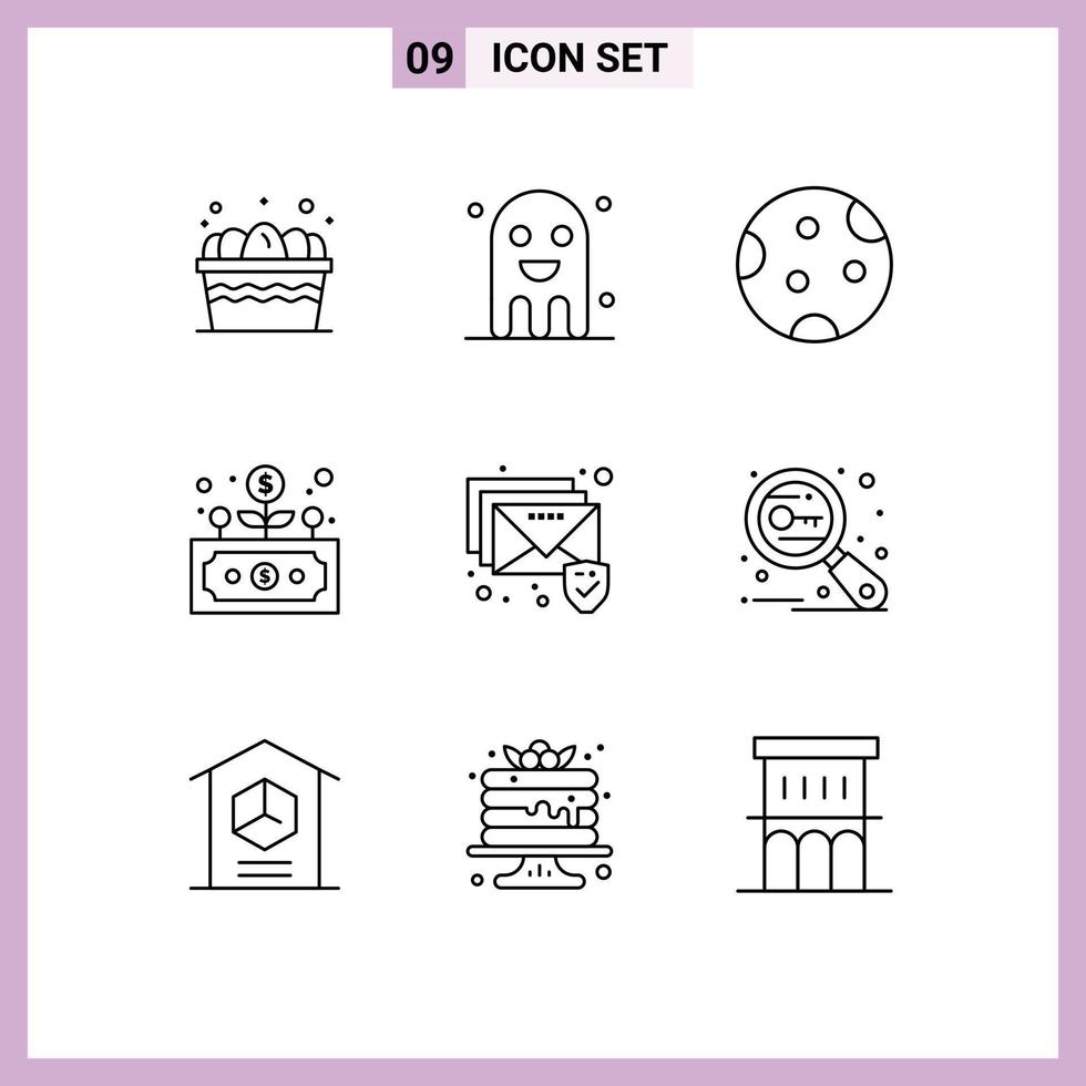 Modern Set of 9 Outlines and symbols such as grow development halloween business sleep Editable Vector Design Elements