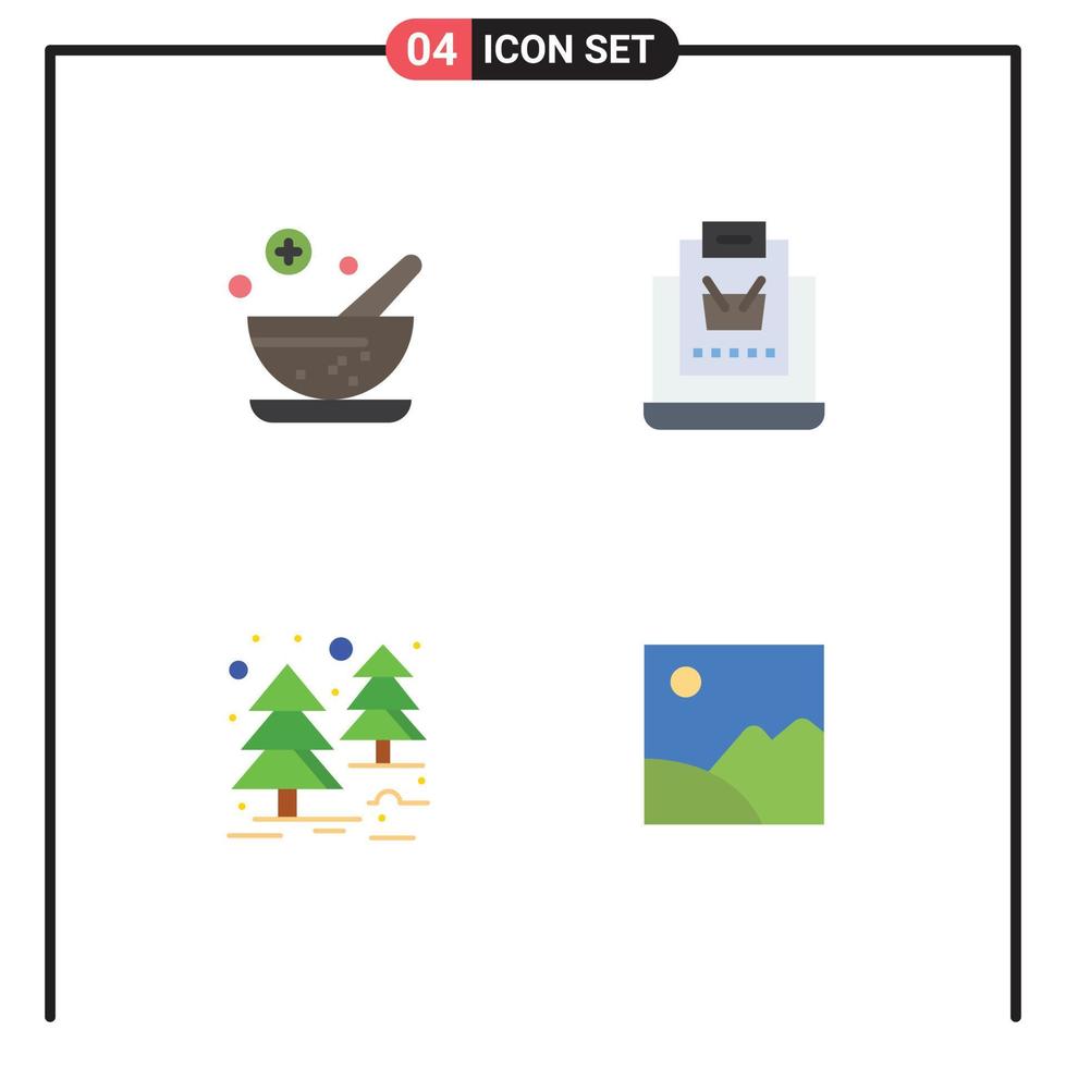 Universal Icon Symbols Group of 4 Modern Flat Icons of healthcare jungle buy shop image Editable Vector Design Elements