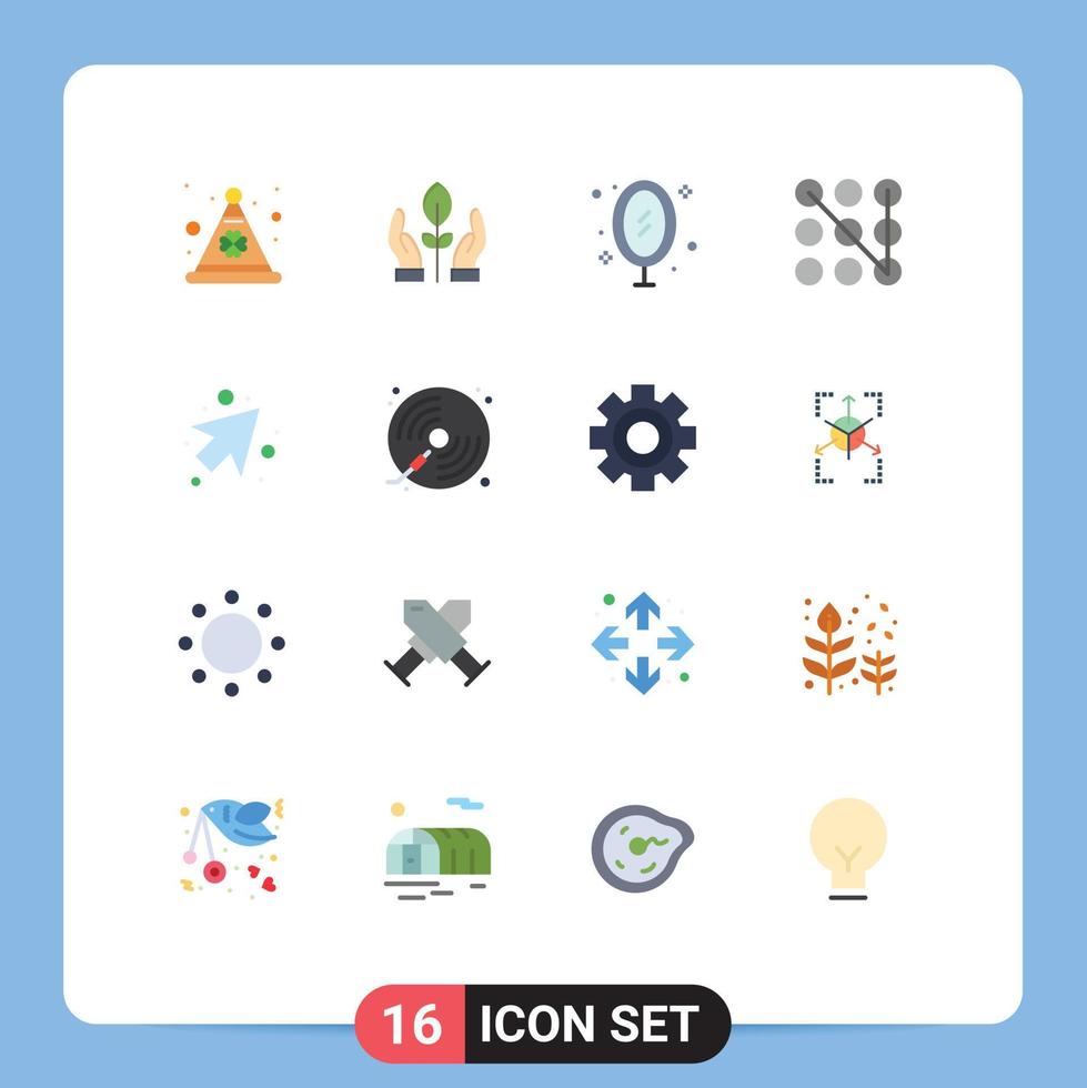 Paquete de 16 colores planos de interfaz de usuario de signos y símbolos modernos de reflejo de patrón de muebles de seguridad paquete editable de elementos creativos de diseño de vectores