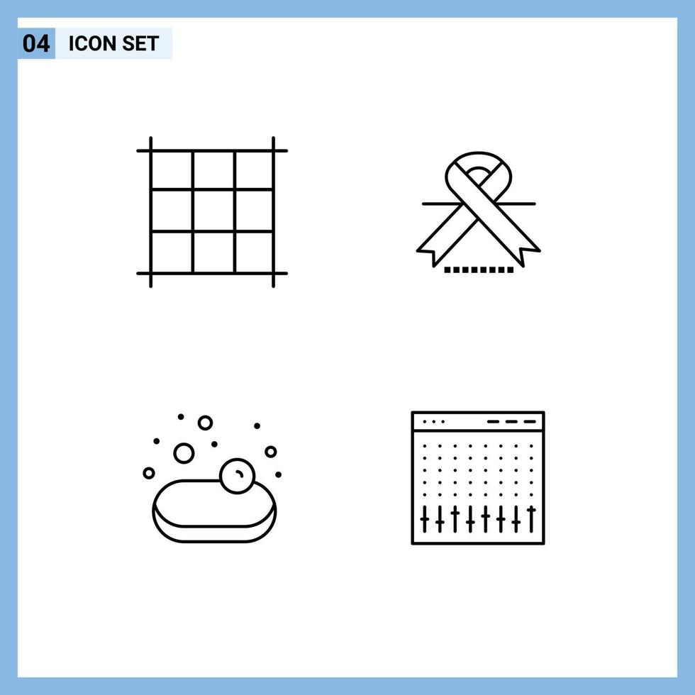 Set of 4 Modern UI Icons Symbols Signs for pixels control ribbon shopping hardware Editable Vector Design Elements