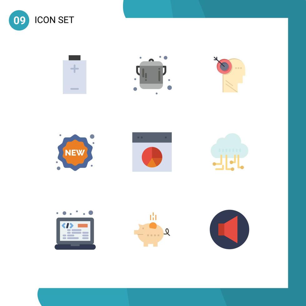 conjunto moderno de 9 colores planos y símbolos como el gráfico de precisión de diseño circular nuevos elementos de diseño vectorial editables vector