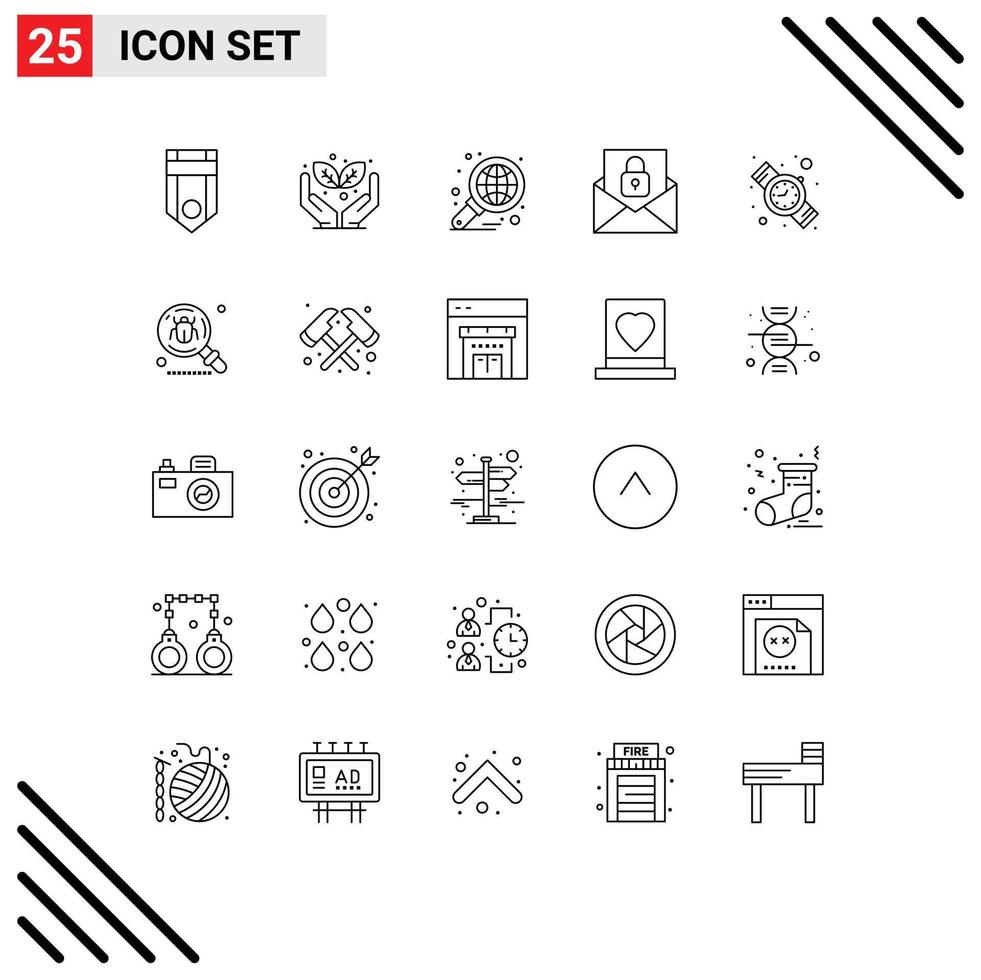 Stock Vector Icon Pack of 25 Line Signs and Symbols for digital envelope analysis email report Editable Vector Design Elements