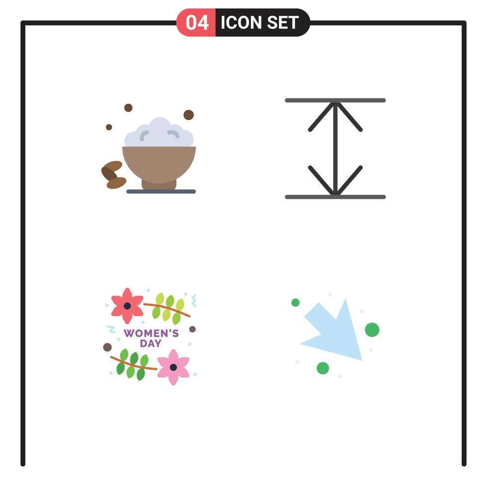 Universal Icon Symbols Group of 4 Modern Flat Icons of dish day fast expand arrow Editable Vector Design Elements